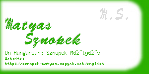 matyas sznopek business card